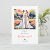 Exquisite 2 Girls Illustration Bridesmaid Proposal (Stehend Vorderseite)