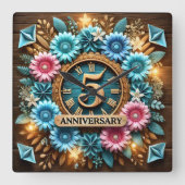 exquisite 5. Hochzeit Quadratische Wanduhr (Vorderseite)