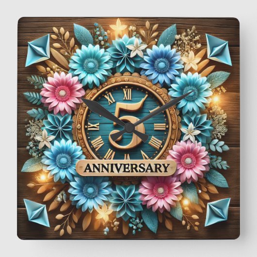 exquisite 5. Hochzeit Quadratische Wanduhr (Vorderseite)