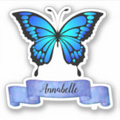 Exquisite Aqua Butterfly Design Ihre eigene Aufkleber (Vorderseite)