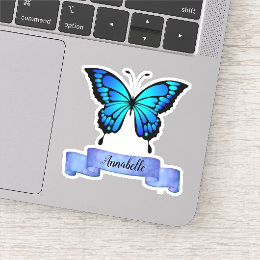 Exquisite Aqua Butterfly Design Ihre eigene Aufkleber (Detail)