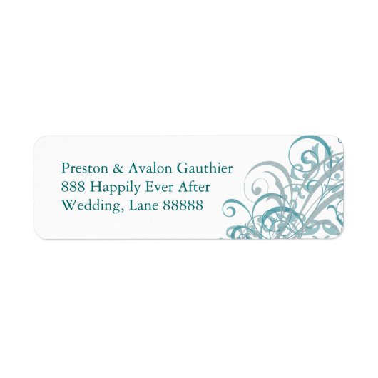 Exquisite Aquamarine Scroll White Wedding Address (Vorne)