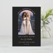 Exquisite Arch Photo Frame in Black Eloped Einladung (Stehend Vorderseite)