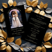 Exquisite Arch Photo Frame in Black Eloped Einladung