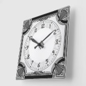 Exquisite Art Deco Clock Black and White Version Quadratische Wanduhr (Winkel)
