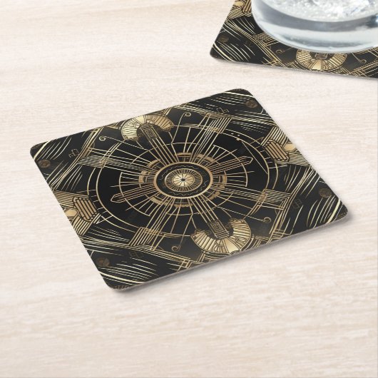 Exquisite Art Deco Papier Untersetzer - Schwarz un (angewinkelt)