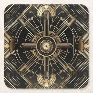 Exquisite Art Deco Papier Untersetzer - Schwarz un