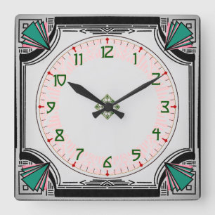 Exquisite Art-Déco-Uhr Vivid-Farbversion Quadratische Wanduhr