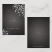 Exquisite Barock Black & Silver Scroll Platzkarte (Vorne/Hinten)