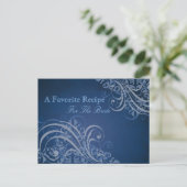 Exquisite Barock Blue Brautparty Rezept Karte (Stehend Vorderseite)