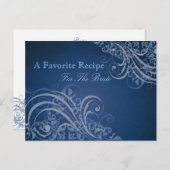 Exquisite Barock Blue Brautparty Rezept Karte (Vorne/Hinten)