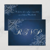 Exquisite Barock Blue Scroll RSVP Karte (Vorne/Hinten)