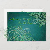 Exquisite Barock Green Brautparty Rezept Card Postkarte (Vorne/Hinten)