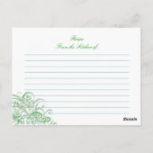 Exquisite Barock Green Brautparty Rezept Card Postkarte (Rückseite)