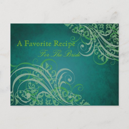 Exquisite Barock Green Brautparty Rezept Card Postkarte (Vorderseite)