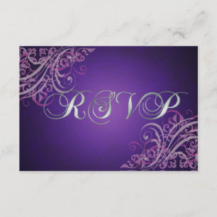 Exquisite Barock Pink Scroll RSVP Karte