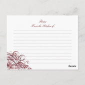 Exquisite Barock Red Brautparty Rezept Karte (Rückseite)