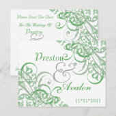 Exquisite Barock Save the Date Grüne Postkarte (Vorne/Hinten)