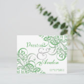 Exquisite Barock Save the Date Grüne Postkarte (Stehend Vorderseite)