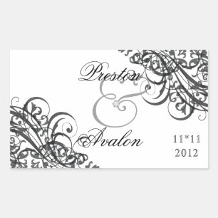 Exquisite Barock-Schwarz-Save the Date-Aufkleber Rechteckiger Aufkleber