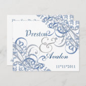Exquisite Barockblau Save the Date Postkarte (Vorne/Hinten)