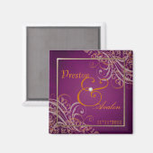 Exquisite barocke Orange Save the Date rosa Magnet (Vorderseite/Rückseite)