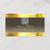 Exquisite beige braune Goldgrenzen mit QR-Code Visitenkarte (Rückseite)