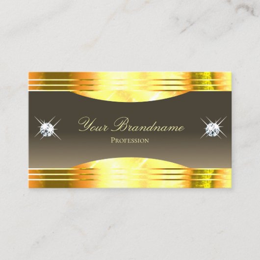 Exquisite beige braune Goldgrenzen mit QR-Code Visitenkarte (Vorderseite)