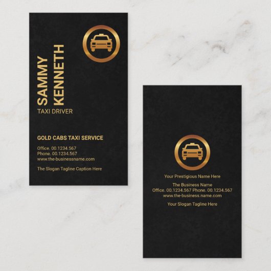 Exquisite Black Grunge Gold Taxi Logoführer Visitenkarte (Vorne/Hinten)