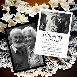 Exquisite Black White Elegant Wedding Anniversarie Einladung
