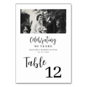 Exquisite Black White Elegant Wedding Anniversarie Tischnummer (Vorderseite)
