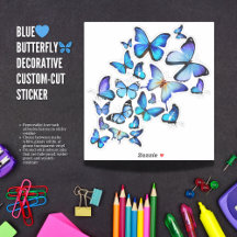 Exquisite blaue Schmetterlingstickerplatte