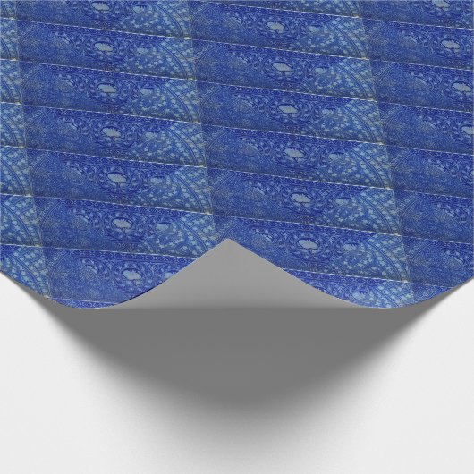 EXQUISITE blaue Viktorianische Dekoration Geschenkpapier (Ecke)