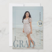 Exquisite Blauer Abschluss Einladung (Vorderseite)