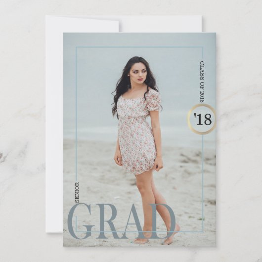 Exquisite Blauer Abschluss Einladung (Vorderseite)