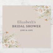 Exquisite Bloom Boho Bridal Shower Schaumweinetikett (Einzelnes Label)