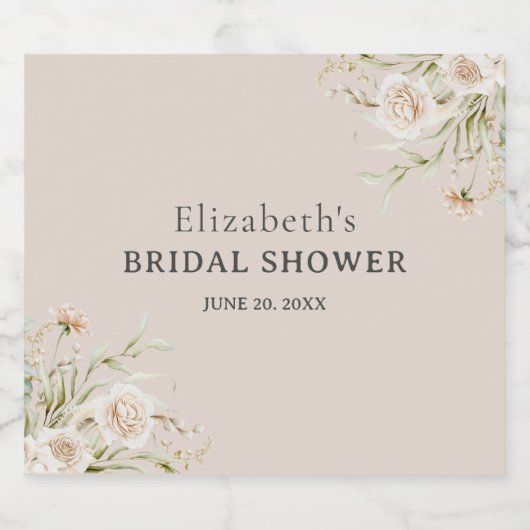 Exquisite Bloom Boho Bridal Shower Schaumweinetikett (Einzelnes Label)