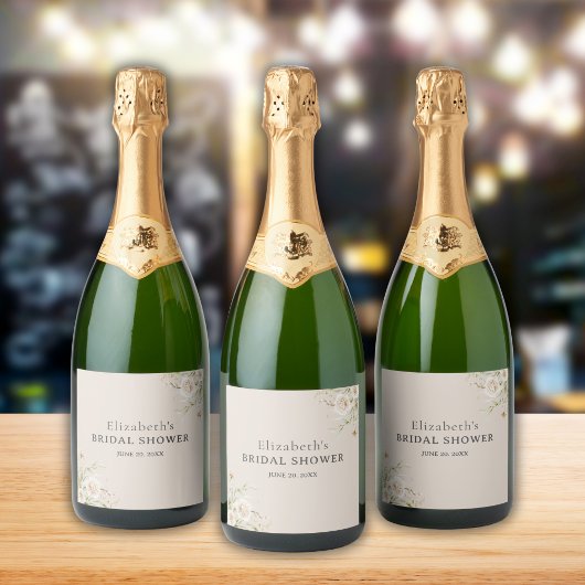 Exquisite Bloom Boho Bridal Shower Schaumweinetikett