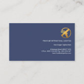 Exquisite Blue Minimalistisch Gold Airplane Logist Visitenkarte (Rückseite)