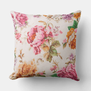 Exquisite Blume in Rosa und Orange. Shabby Chic Kissen