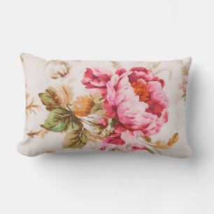 Exquisite Blume in Rosa und Orange. Shabby Chic Lendenkissen