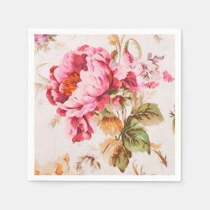 Exquisite Blume in Rosa und Orange. Shabby Chic Serviette