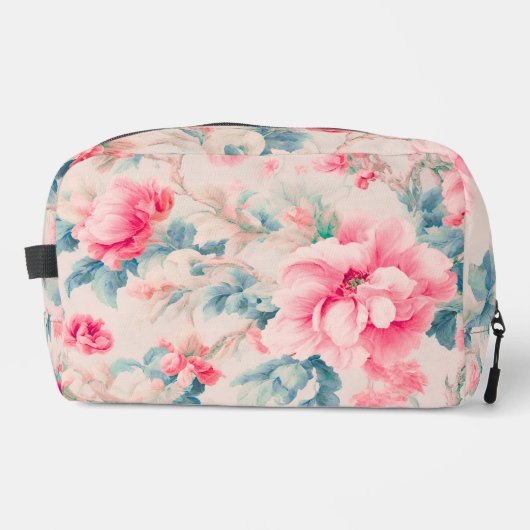 Exquisite Blume in sanftrosa und Blätter in Cerule Waschbeutel (Vorderseite)