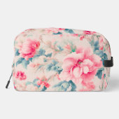 Exquisite Blume in sanftrosa und Blätter in Cerule Waschbeutel (Rückseite)