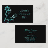 Exquisite Blume Visitenkarte, Türkis Visitenkarte (Vorne/Hinten)
