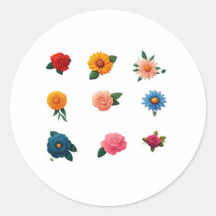 Exquisite Blumen-Sticker-Sammlung Runder Aufkleber