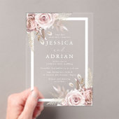 Exquisite Blush & Rose Blumenrahmen Hochzeit Acryleinladungen (Insitu (Handheld))
