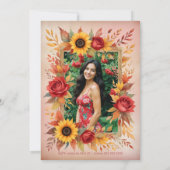 Exquisite Botanical Floral Frame Spanish Photo XVs Einladung (Rückseite)