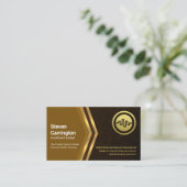 Exquisite Brown Grunge Gold Arrow Financial Visitenkarte (Stehend Vorderseite)