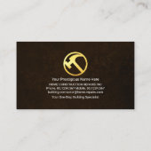 Exquisite Brown Grunge Gold Handyman Hammer Visitenkarte (Rückseite)